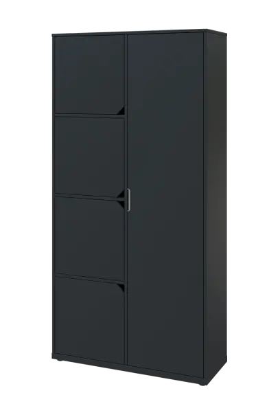 KSR6-82 P skříň šatní, 1x výsuvné ramínko, 4x dvířka, 2053x1022x400 mm, provedení pravé, antracit